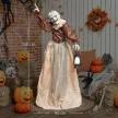 150 cm-es Halloween dekoráció, Halloween boszorkány LED fényekkel, hangfunkcióval, állítható karokkal és fejjel