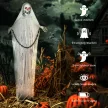 Halloween dekoráció Kaszás kültéri 183 cm-es animált beszélő kaszás ragyogó szemekkel és hátborzongató hanggal Halloween dekoráció ajtóra, kertbe, partira, udvarra, kísértetjárta házba