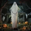 Halloween dekoráció Kaszás kültéri 183 cm-es animált beszélő kaszás ragyogó szemekkel és hátborzongató hanggal Halloween dekoráció ajtóra, kertbe, partira, udvarra, kísértetjárta házba
