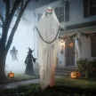 Halloween dekoráció Kaszás kültéri 183 cm-es animált beszélő kaszás ragyogó szemekkel és hátborzongató hanggal Halloween dekoráció ajtóra, kertbe, partira, udvarra, kísértetjárta házba