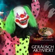 Rakásolható halloweeni animatronikus bohócok izzó vörös szemekkel beltéri partikelléknek