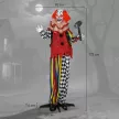 Ijesztő bohóc, Halloween animatronikus, 173 cm, világító szemek, hangaktiválás, mozgatható karok és fej, elemes, műanyag, fém, piros