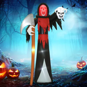   Halloween dekoráció: 3,7 méteres óriás Kaszás LED világítással, megvilágított felfújható figura kültéri használatra