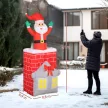  Aufblasbare Weihnachtsdekoration, Weihnachtsmann in Schornstein, LEDs, Gebläse