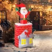  Aufblasbare Weihnachtsdekoration, Weihnachtsmann in Schornstein, LEDs, Gebläse