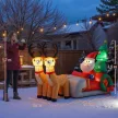  Aufblasbare Weihnachtsdekoration, Weihnachtsmann in Rentierschlitten, Polyesterstoff, LED-Lichter, Bunt