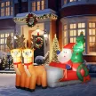  Aufblasbare Weihnachtsdekoration, Weihnachtsmann in Rentierschlitten, Polyesterstoff, LED-Lichter, Bunt