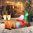  Aufblasbare Weihnachtsdekoration, Weihnachtsmann in Rentierschlitten, Polyesterstoff, LED-Lichter, Bunt