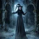 180 cm-es Halloween animált boszorkánydekoráció életnagyságban, ragyogó szemekkel, hátborzongató hanggal, érintésre aktiválható