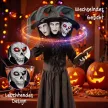 180 cm-es Halloween animált boszorkánydekoráció életnagyságban, ragyogó szemekkel, hátborzongató hanggal, érintésre aktiválható