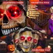 Animált Kaszás, 170 cm, életnagyságú Halloween animatronikus mozgatható kezekkel/fejjel, világító szemekkel és hátborzongató hanggal