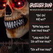 Animált Kaszás, 170 cm, életnagyságú Halloween animatronikus mozgatható kezekkel/fejjel, világító szemekkel és hátborzongató hanggal