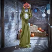 Animált, felugró tök csontváz, 173 cm, ijesztő halloweeni dekoráció fénnyel, hanggal és érintéssel aktiválható