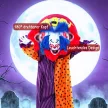167 cm-es életnagyságú animált halloweeni bohóc dekoráció hanggal és érintéssel aktiválható