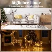 3-tlg. beleuchtetes Rentier- und Schlitten-Set, Weihnachtsdeko aus Polyrattan mit LEDs, 8 Modi, Timer