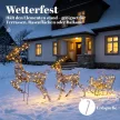3-tlg. beleuchtetes Rentier- und Schlitten-Set, Weihnachtsdeko aus Polyrattan mit LEDs, 8 Modi, Timer