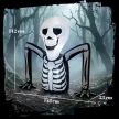 Felfújható Halloween csontváz, kikúszik a földből, LED fényekkel, ijesztő dekoráció beltéri és kültéri használatra.