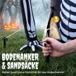 Felfújható Halloween csontváz, kikúszik a földből, LED fényekkel, ijesztő dekoráció beltéri és kültéri használatra.