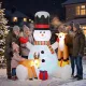  Aufblasbarer Weihnachts-Schneemann mit 2 Rentieren, 215 cm, für draußen, mit LEDs und Tasche