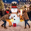  Aufblasbarer Weihnachts-Schneemann mit 2 Rentieren, 215 cm, für draußen, mit LEDs und Tasche
