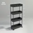 Konyhai kocsi 4 polccal, 4 rugalmas akasztóval, 4 kerékkel, 40 cm x 19 cm x 90 cm, fülkekocsi, fekete