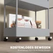 Konyhai kocsi 4 polccal, 4 rugalmas akasztóval, 4 kerékkel, 40 cm x 19 cm x 90 cm, fülkekocsi, szürke