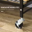 Ipari stílusú konyhai kocsi 3 polccal, többcélú kocsi, tálalókocsi, 4 kerékkel, összecsukható, barna + fekete