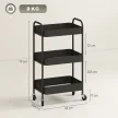  Mehrzweckwagen Rollwagen Küchenwagen, 3 Regale, 4 Rollen, 45 cm x 30,6 cm x 79 cm, Schwarz