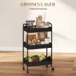  Mehrzweckwagen Rollwagen Küchenwagen, 3 Regale, 4 Rollen, 45 cm x 30,6 cm x 79 cm, Schwarz