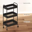  Mehrzweckwagen Rollwagen Küchenwagen, 3 Regale, 4 Rollen, 45 cm x 30,6 cm x 79 cm, Schwarz