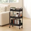  Mehrzweckwagen Rollwagen Küchenwagen, 3 Regale, 4 Rollen, 45 cm x 30,6 cm x 79 cm, Schwarz