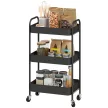  Mehrzweckwagen Rollwagen Küchenwagen, 3 Regale, 4 Rollen, 45 cm x 30,6 cm x 79 cm, Schwarz