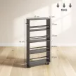  Multifunktionsregal mit Rollen, schmale Bauweise, 4 Fächer, 45x15x91 cm, Schwarz