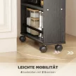  Multifunktionsregal mit Rollen, schmale Bauweise, 4 Fächer, 45x15x91 cm, Schwarz