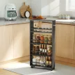  Multifunktionsregal mit Rollen, schmale Bauweise, 4 Fächer, 45x15x91 cm, Schwarz