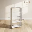  Multifunktionsregal mit Rollen, schmale Bauweise, 4 Fächer, 45x15x91 cm, Natur