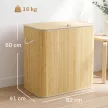 Pfandflaschen Sammelbehälter mit Deckel 150L, Bambus Pfandflaschen Organizer mit Zwei Tasche für Küche