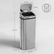 Szenzoros, 50 literes automata szemetes mozgásérzékelővel, vízálló hulladékgyűjtő irodába, hálószobába, konyhába, rozsdamentes acél, ezüst színű
