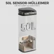 Szenzoros, 50 literes automata szemetes mozgásérzékelővel, vízálló hulladékgyűjtő irodába, hálószobába, konyhába, rozsdamentes acél, ezüst színű