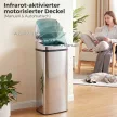Szenzoros, 50 literes automata szemetes mozgásérzékelővel, vízálló hulladékgyűjtő irodába, hálószobába, konyhába, rozsdamentes acél, ezüst színű
