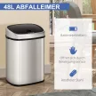 48 literes automata érzékelős szemetes mozgásérzékelővel, vízálló rozsdamentes acél hulladékgyűjtő konyhába, irodába, hálószobába, ezüst színű