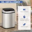 58 literes automata érzékelős szemetes mozgásérzékelővel, vízálló rozsdamentes acél hulladékgyűjtő konyhába, irodába, hálószobába, ezüst színű