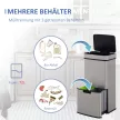 47 literes szenzoros szemetes + 2 x 12,5 literes automata hulladékgyűjtő mozgásérzékelővel, vízálló rozsdamentes acél hulladékválogató rendszer konyhába, ezüst