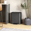  Küchenmülleimer, 2 x 20 L-Fächer, effiziente Mülltrennung, Fußpedal, Kunststoff, Metall, Schwarz