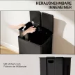 2 x 28 literes dupla hulladékgyűjtő, pedállal nyitható, könnyen tisztítható, rozsdamentes acél, műanyag, fekete