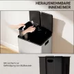 2 x 28 literes dupla hulladékgyűjtő, pedállal nyitható, könnyen tisztítható, rozsdamentes acél, műanyag, ezüst