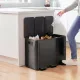 Szemetes 3 x 15 literes rekesszel, dezodoros fedéllel, ujjlenyomat-mentes, lágyan záródó, levehető, fekete