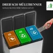  Mülleimer mit 3 x 10 L Fächern, Deodorant-Deckel, fingerabdrucksicher, Soft-Close, herausnehmbar, Silber