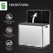  Mülleimer mit 3 x 10 L Fächern, Deodorant-Deckel, fingerabdrucksicher, Soft-Close, herausnehmbar, Silber