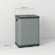Kétrekeszes hulladékgyűjtő, 2 x 30 literes, ujjlenyomat-taszító, pedálos, kivehető belső vödrök, szürke